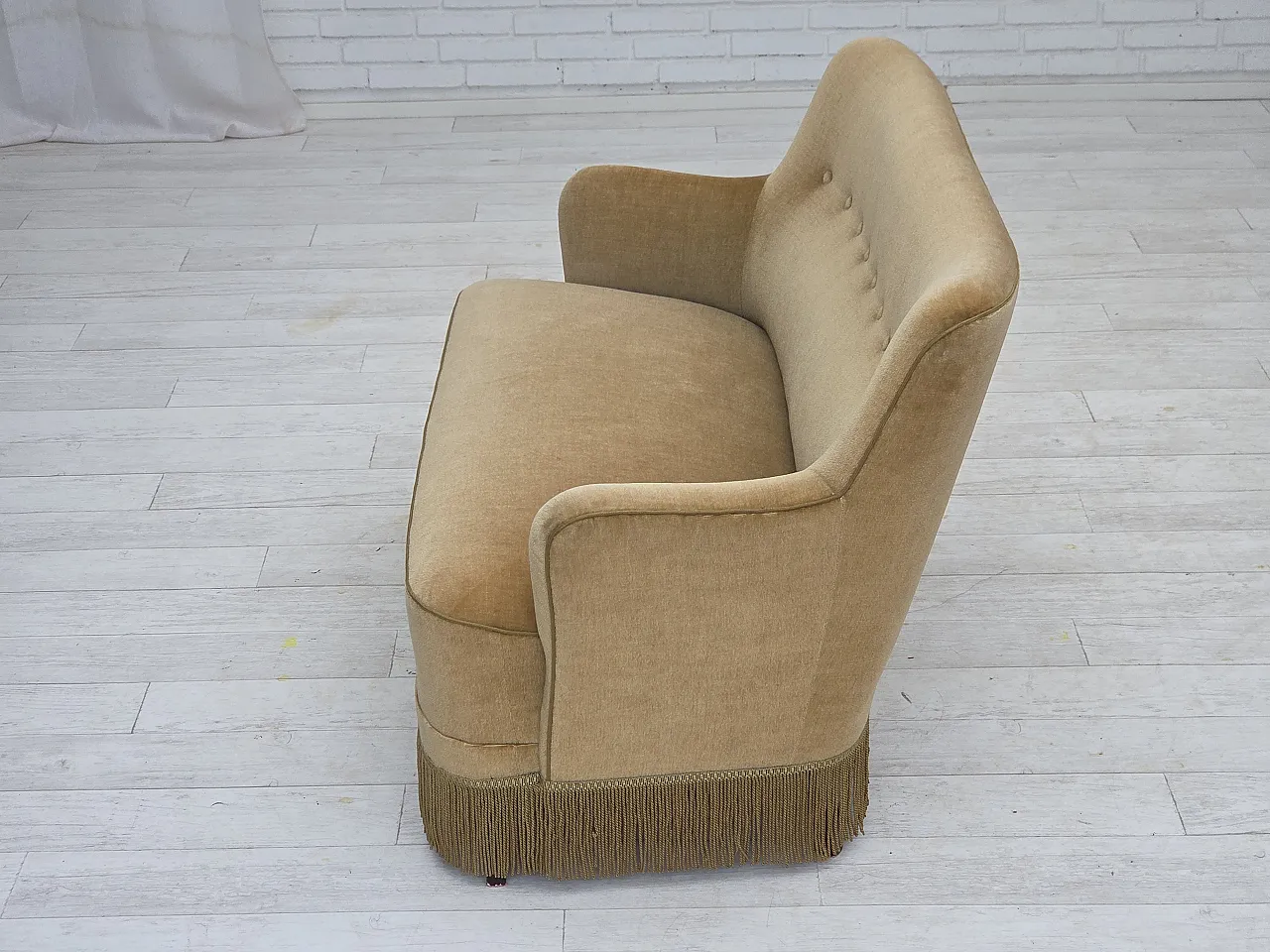 Danish 2-seater sofa, light green velour, 1970s 16