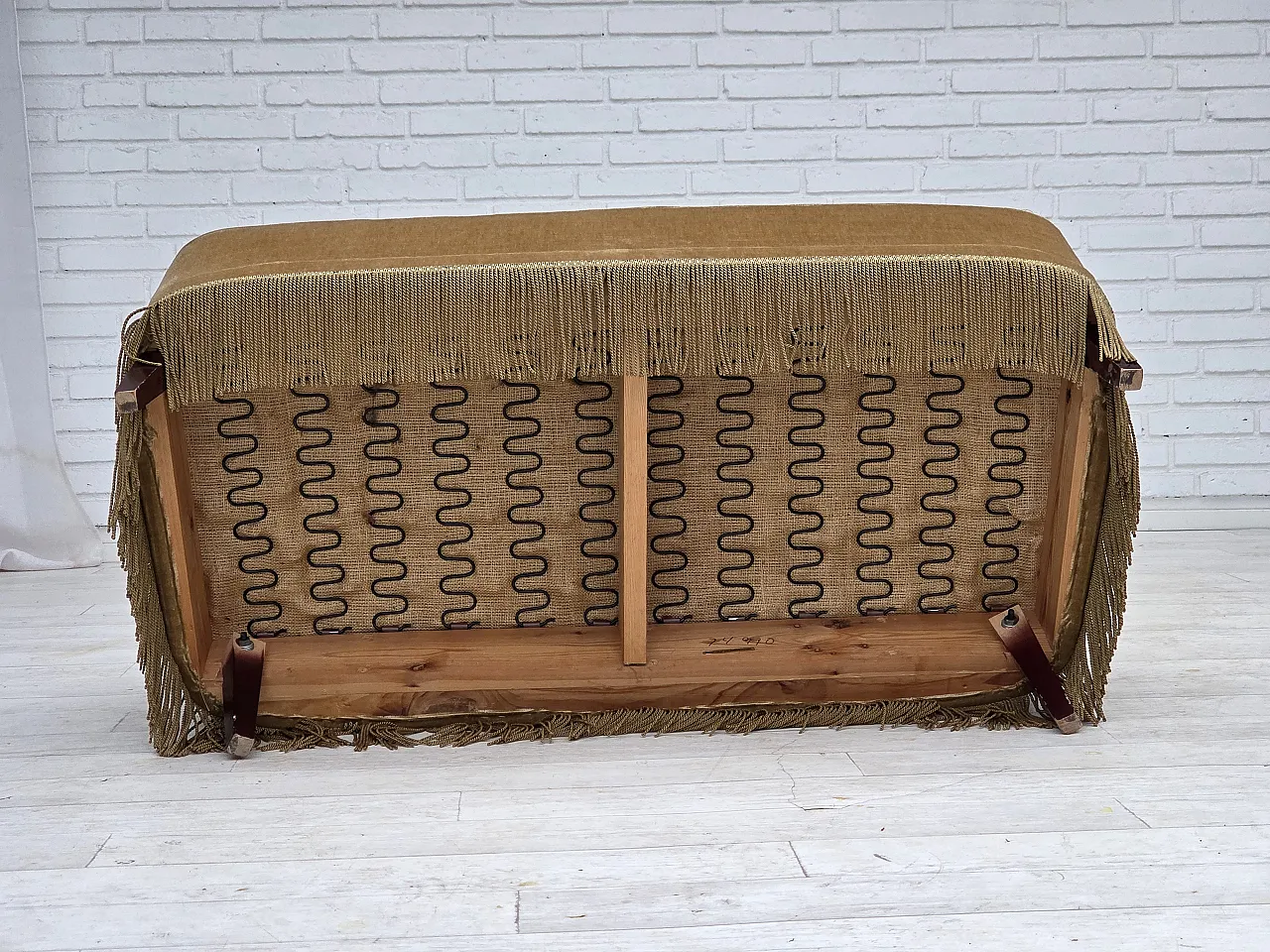 Danish 2-seater sofa, light green velour, 1970s 21