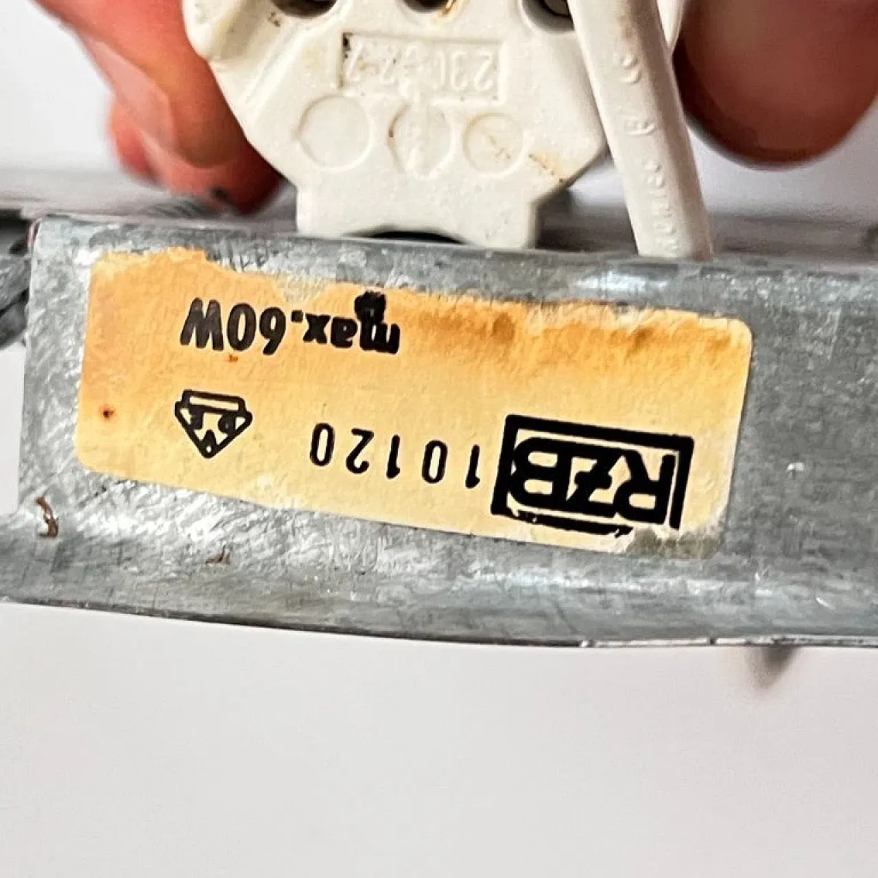 White glass ceiling lamp by RZB Bamberg, 1970s 5