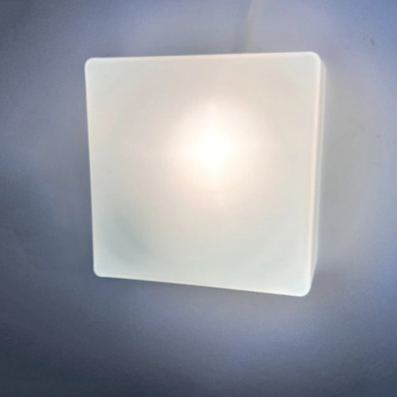 White glass ceiling lamp by RZB Bamberg, 1970s 6
