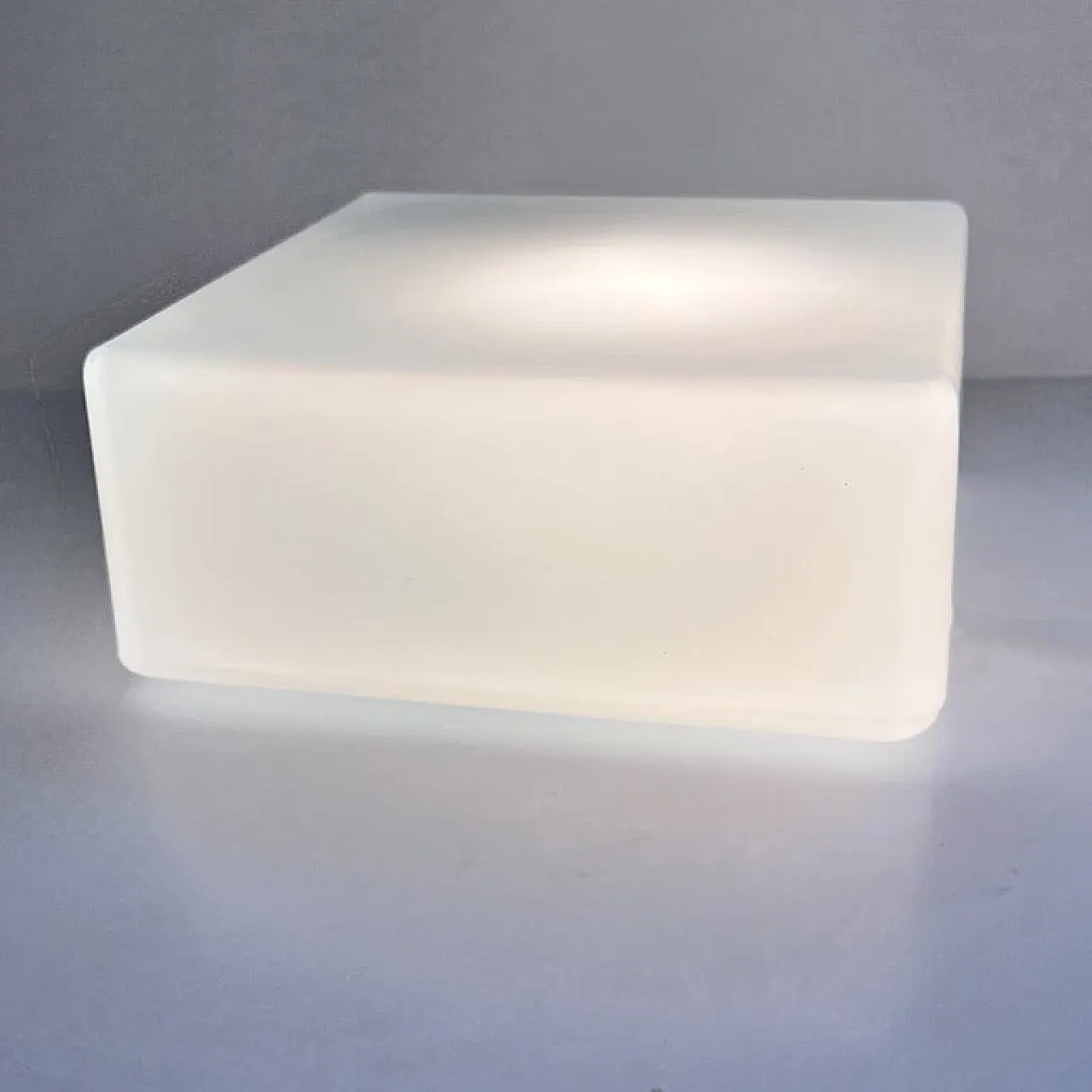 White glass ceiling lamp by RZB Bamberg, 1970s 8