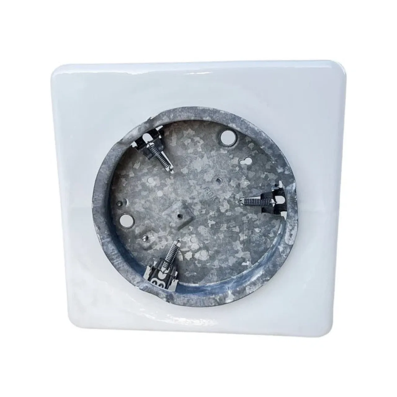 White glass ceiling lamp by RZB Bamberg, 1970s 11