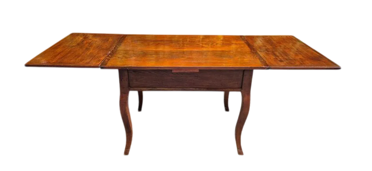 Tavolo allungabile a tiro con gambe mosse in rovere, '800 7