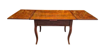 Tavolo allungabile a tiro con gambe mosse in rovere, '800
