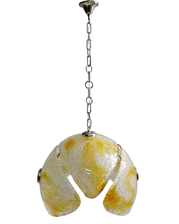 Lampada da soffitto in vetro di Murano soffiato e cromo, anni '60