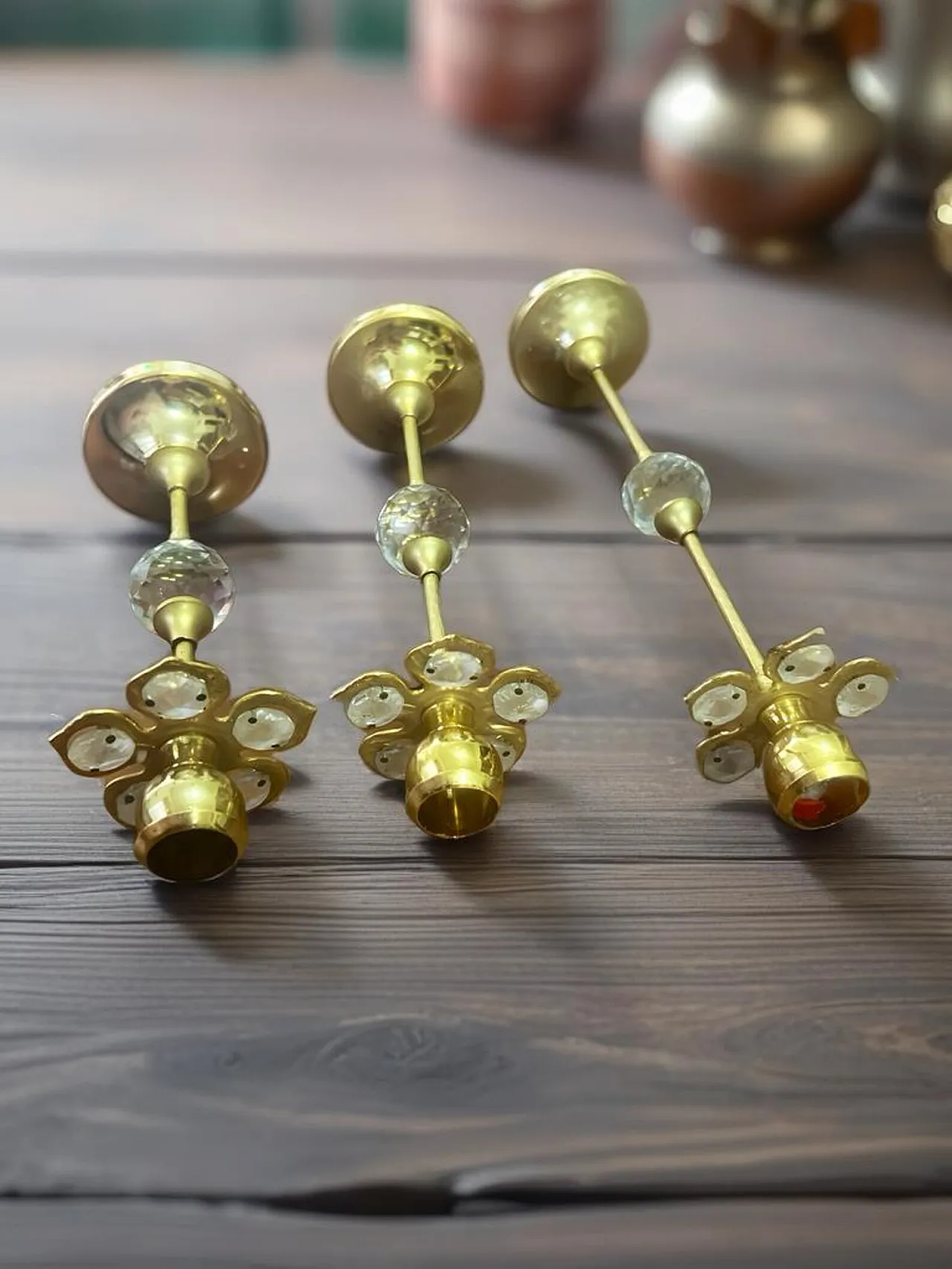 3 Brass candle holders, 1980s 1