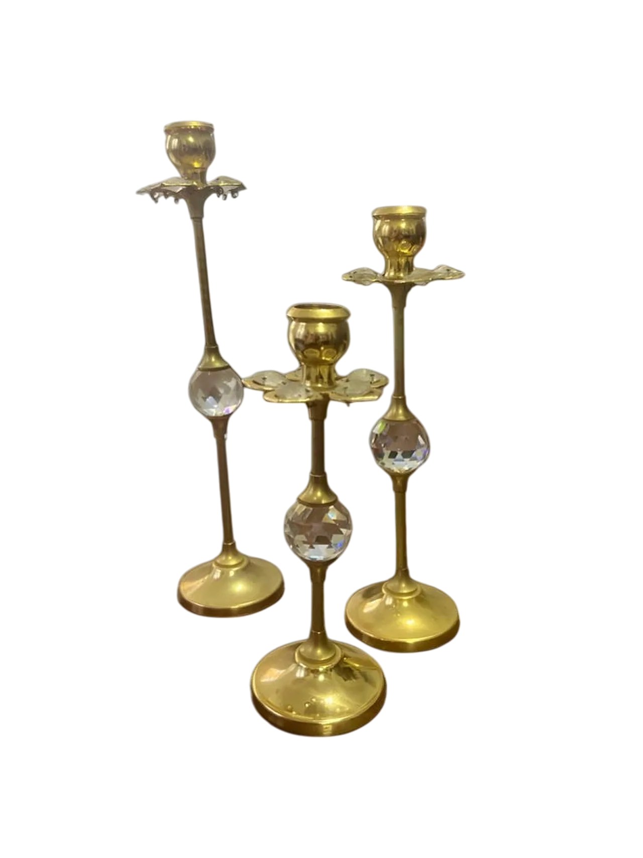 3 Brass candle holders, 1980s 3