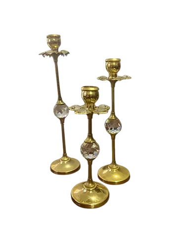 3 Brass candle holders, 1980s