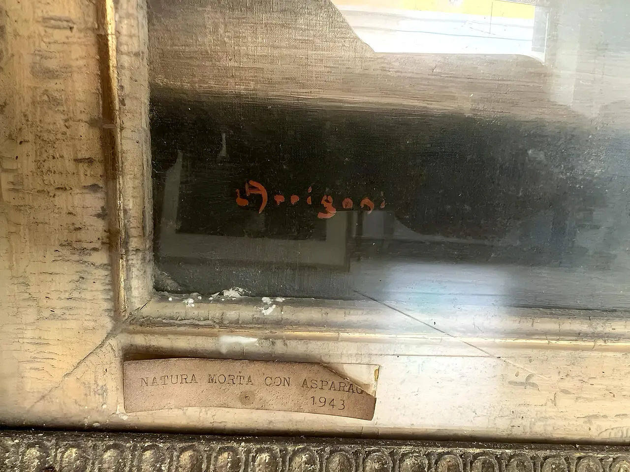 Dipinto a olio, natura morta con asparago, 1940s 3