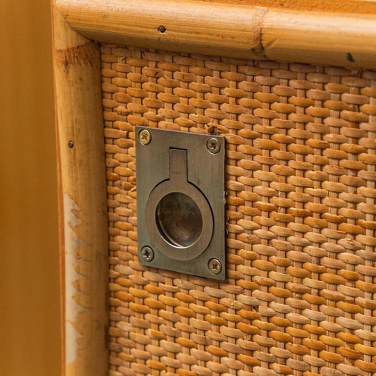 Sideboard cabinet in wood and bamboo, 1970s 4