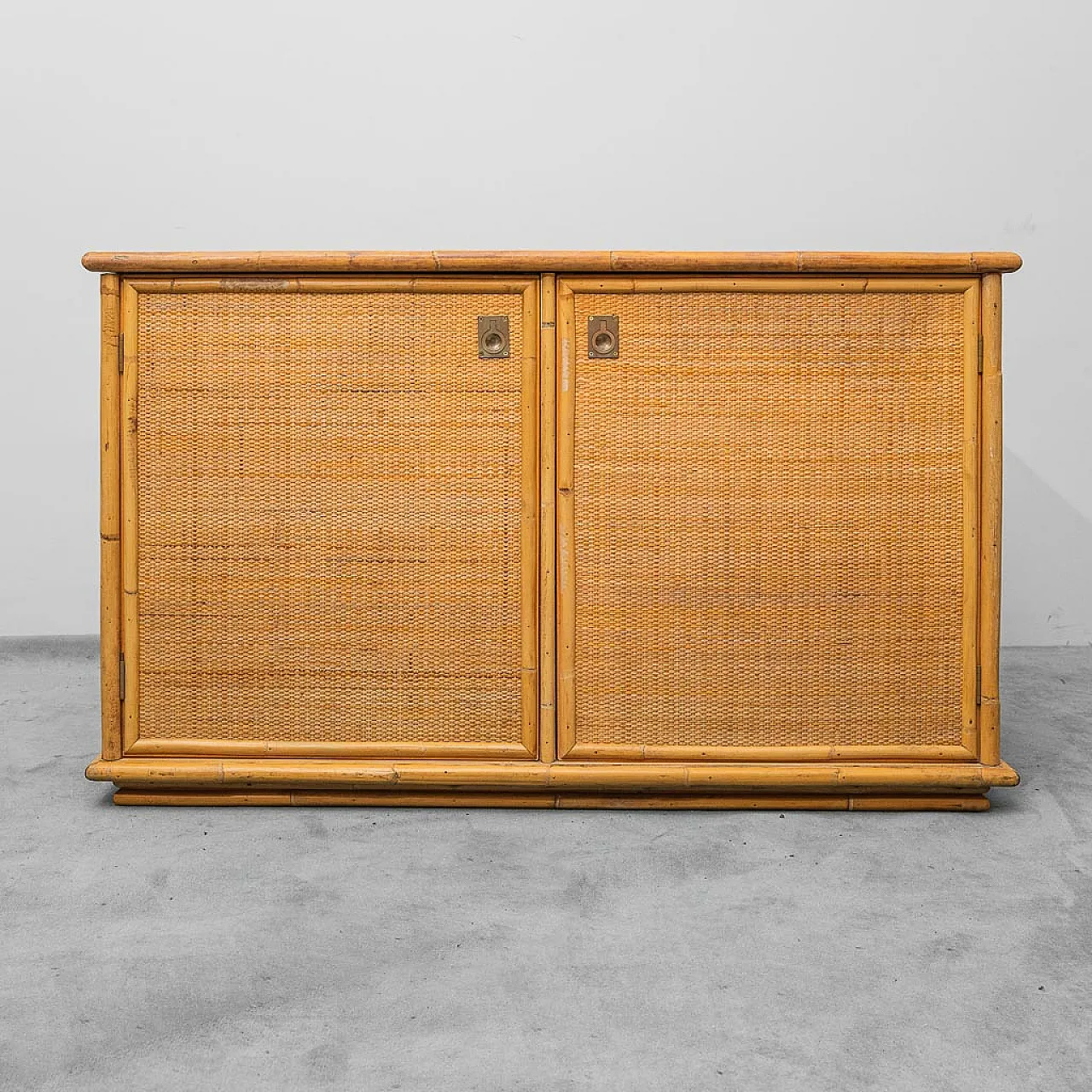 Sideboard cabinet in wood and bamboo, 1970s 6