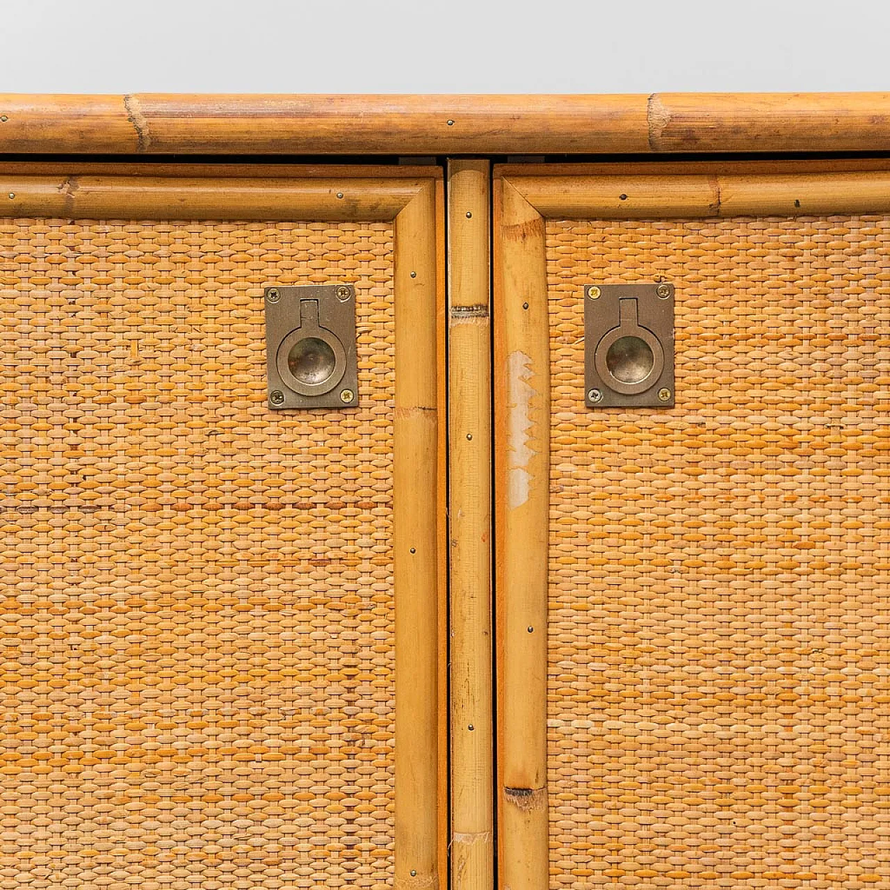 Sideboard cabinet in wood and bamboo, 1970s 9