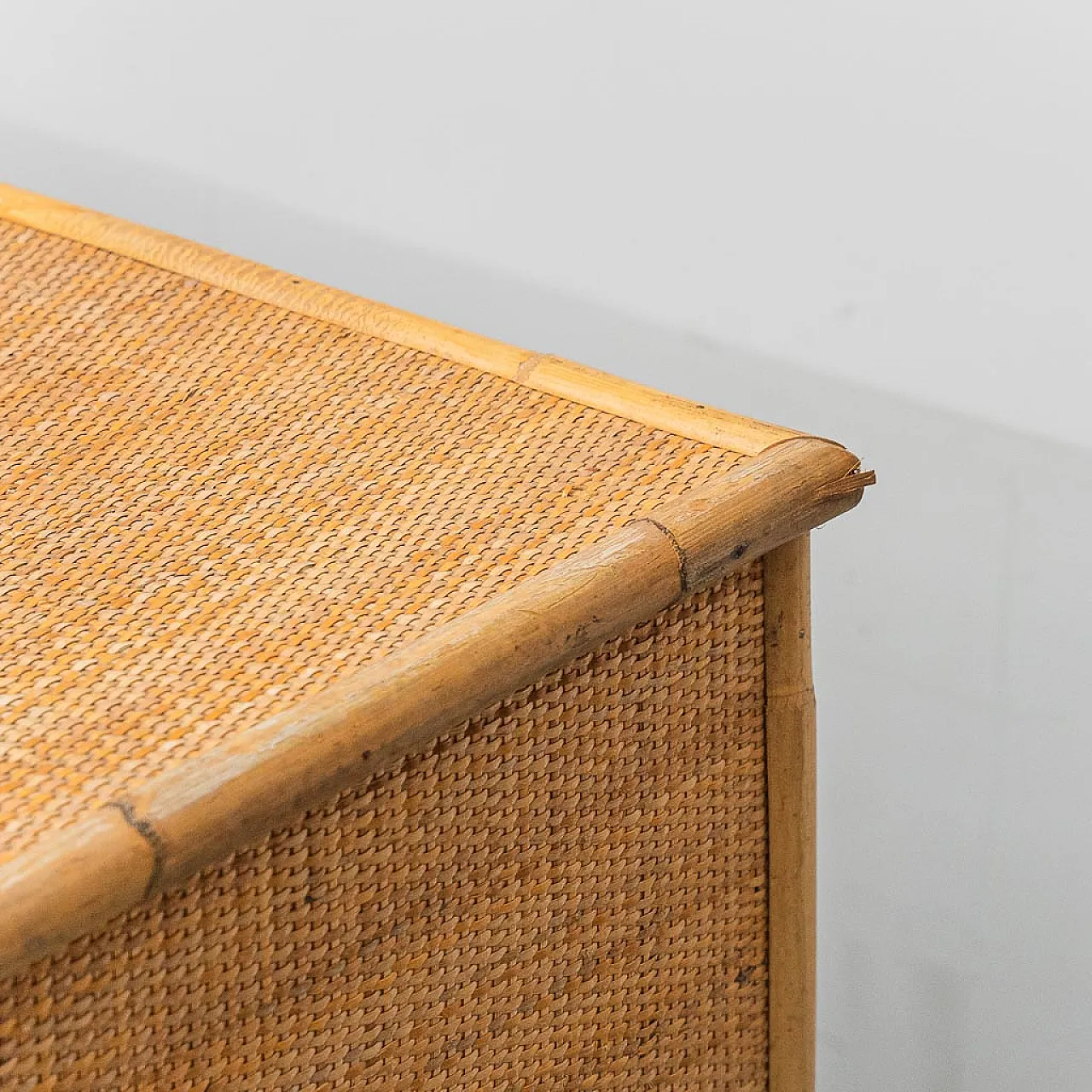 Sideboard cabinet in wood and bamboo, 1970s 10