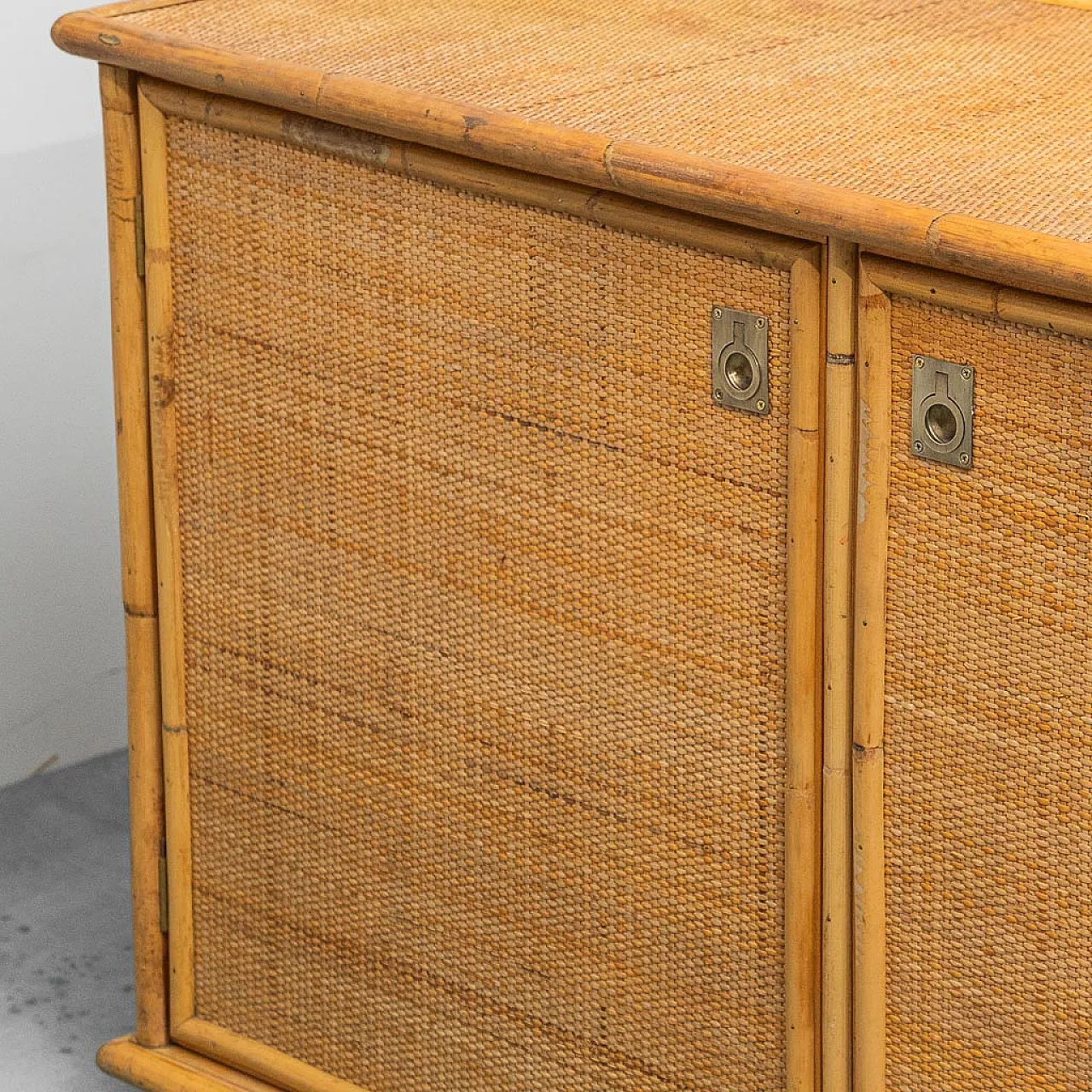 Sideboard cabinet in wood and bamboo, 1970s 13