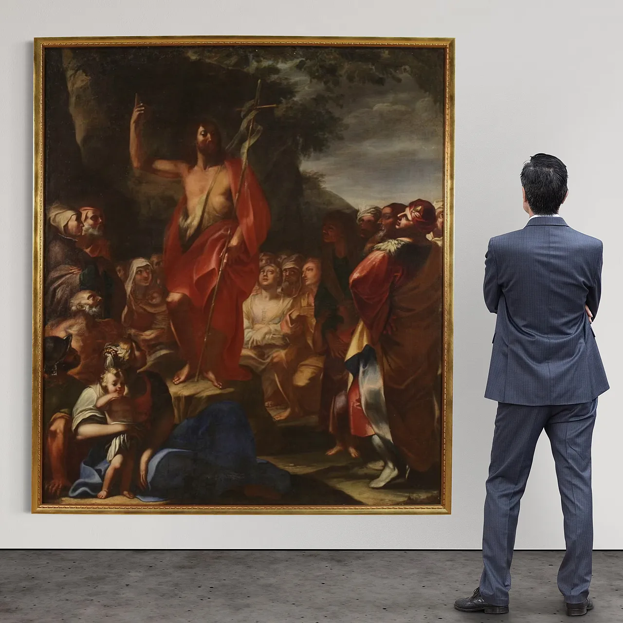 Italian painting Sermon of St. John, 17th century 2