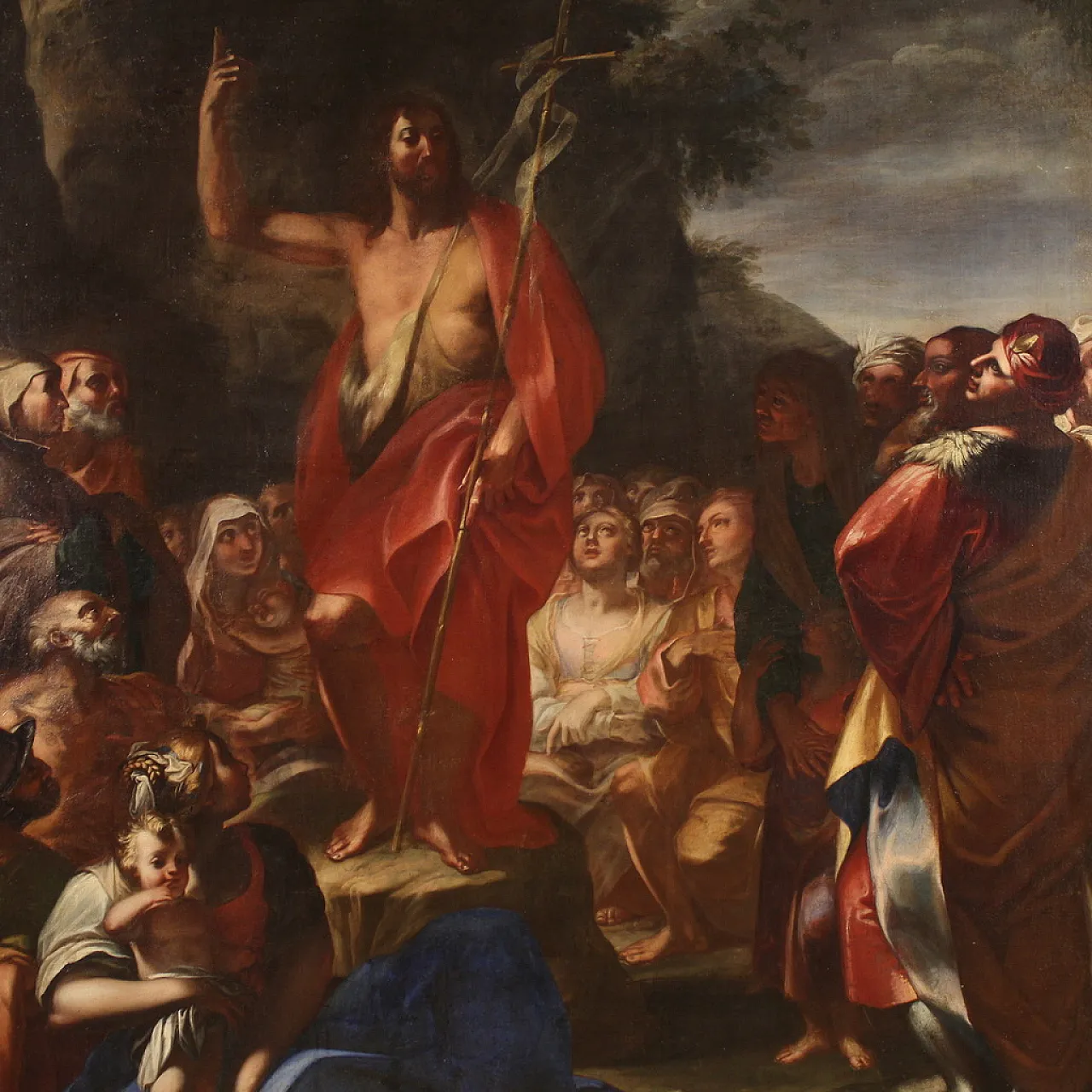 Italian painting Sermon of St. John, 17th century 3
