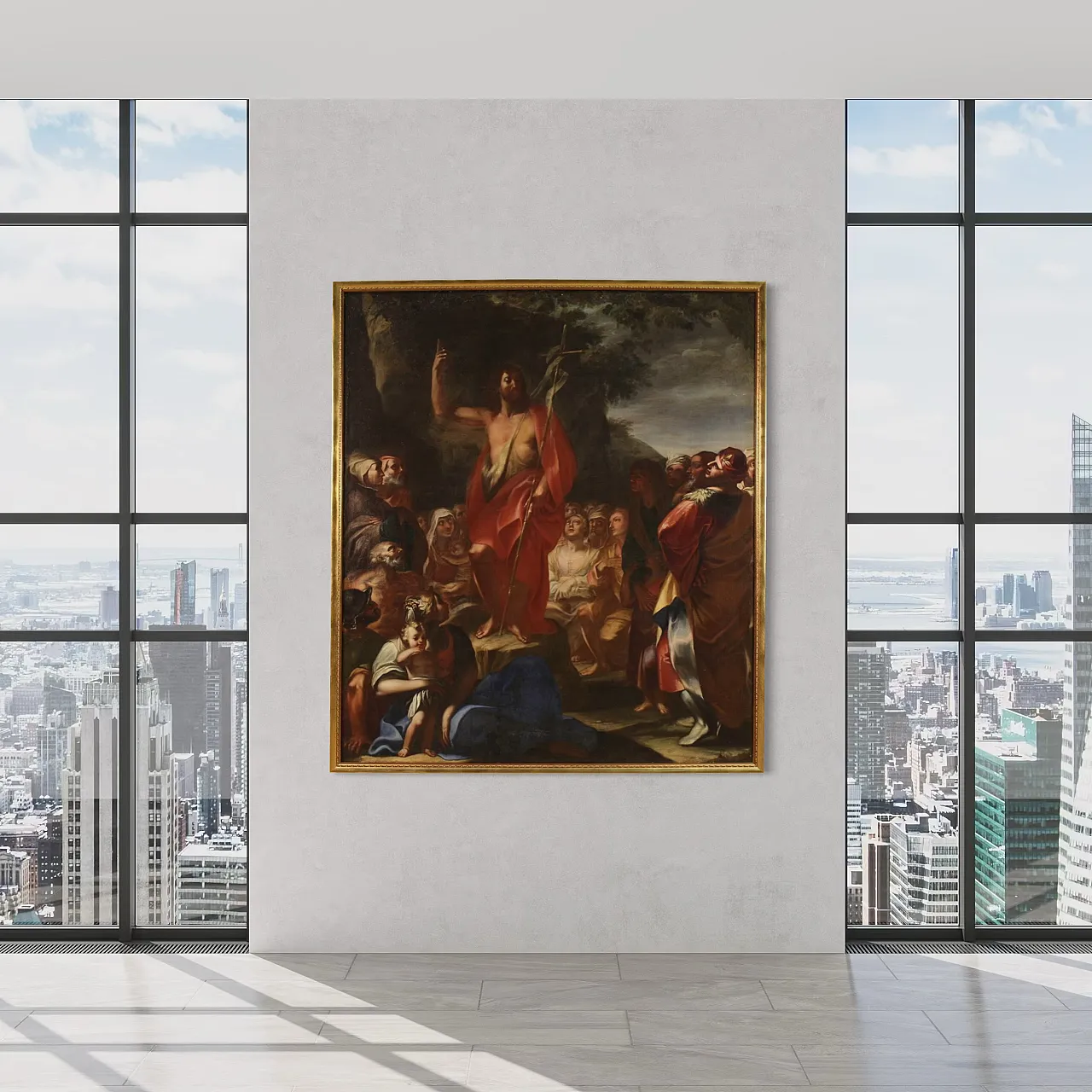 Italian painting Sermon of St. John, 17th century 6