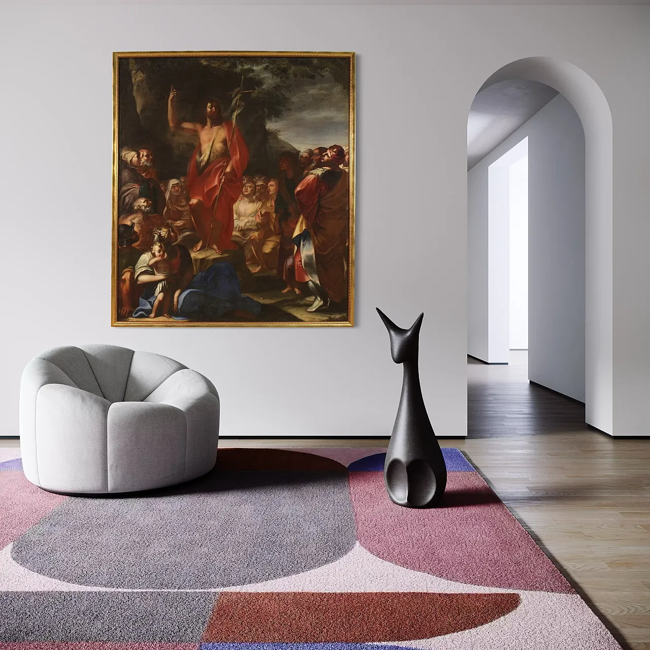 Italian painting Sermon of St. John, 17th century 9