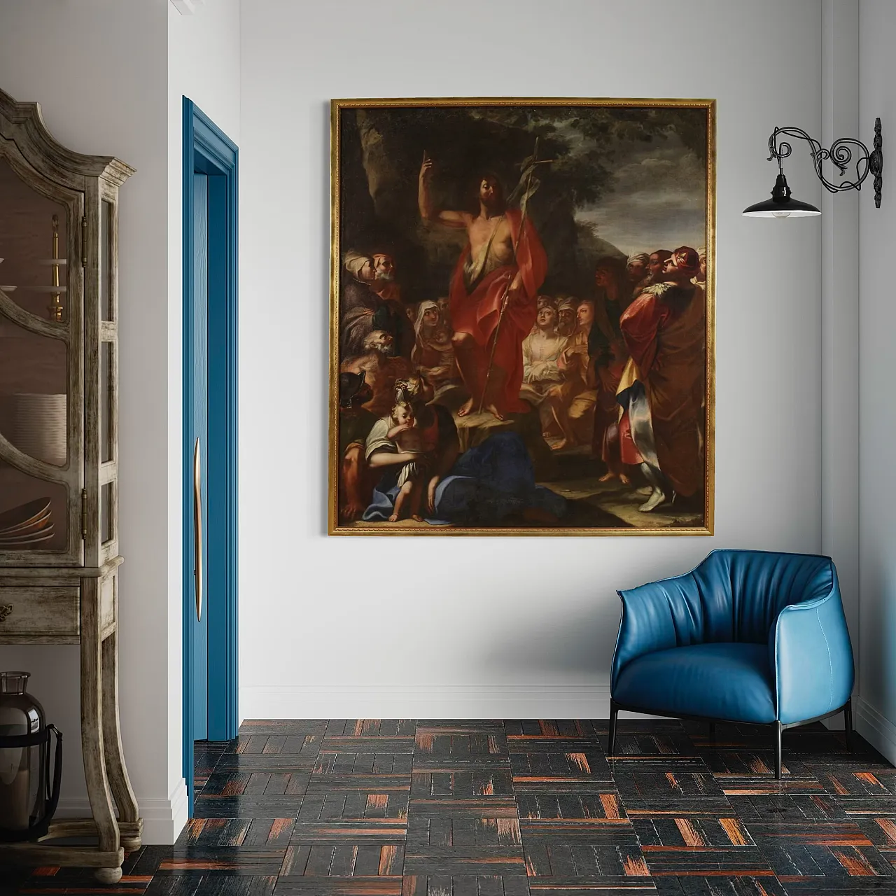 Italian painting Sermon of St. John, 17th century 13