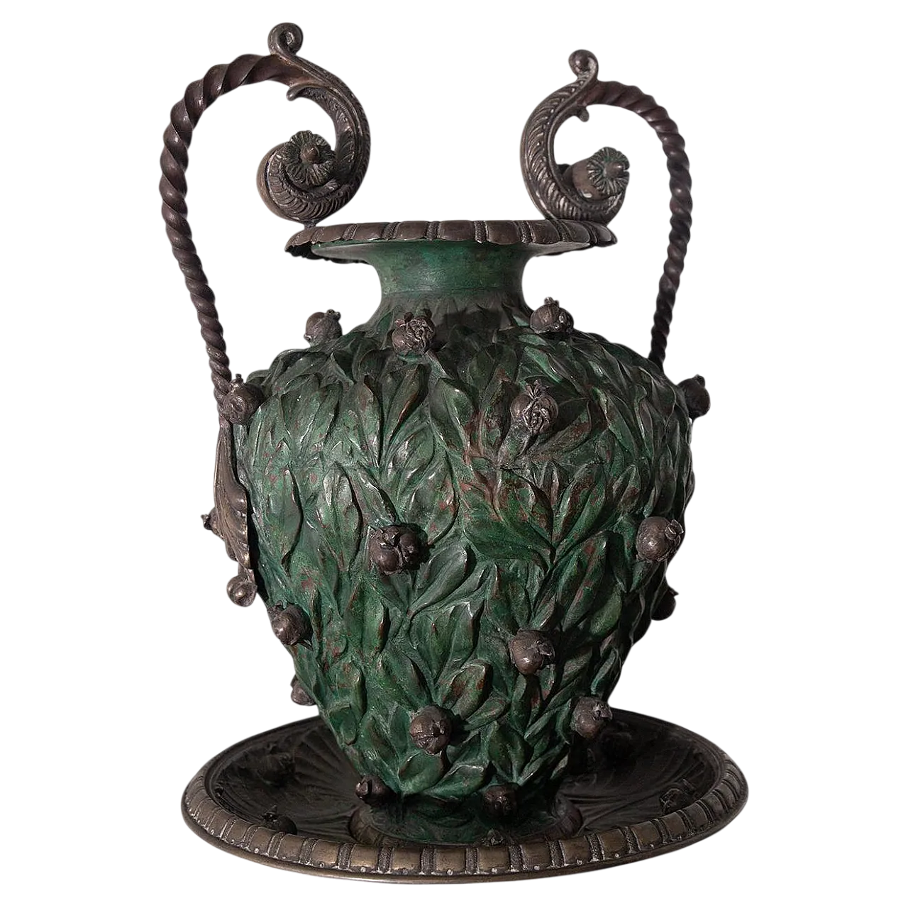 Vaso con base in rame e placcatura parziale in argento, '800 13