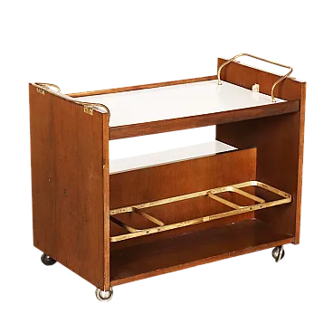 Carrello da cucina in noce e ottone, '900