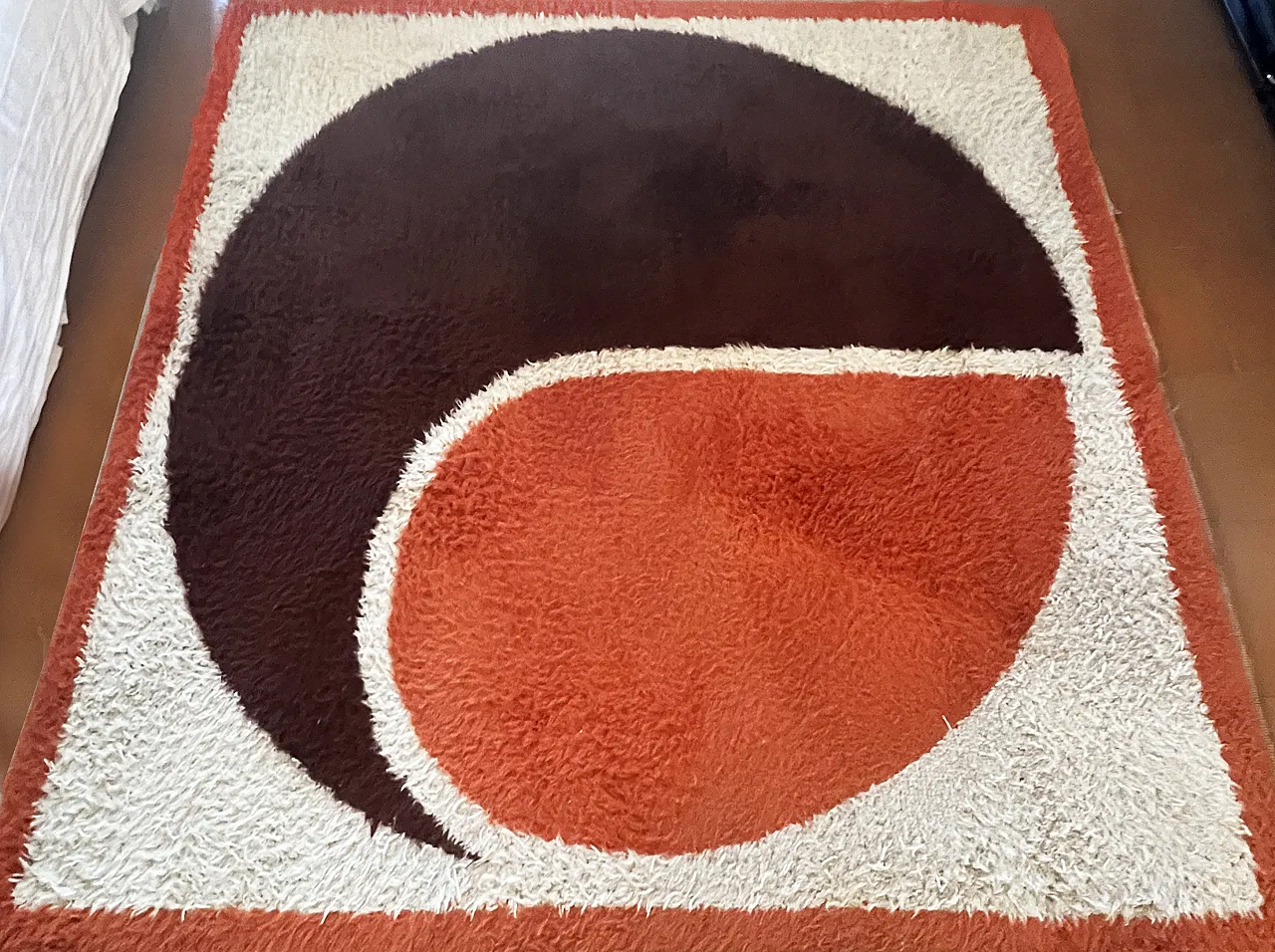 Tappeto in lana design geometrico, anni '70 3