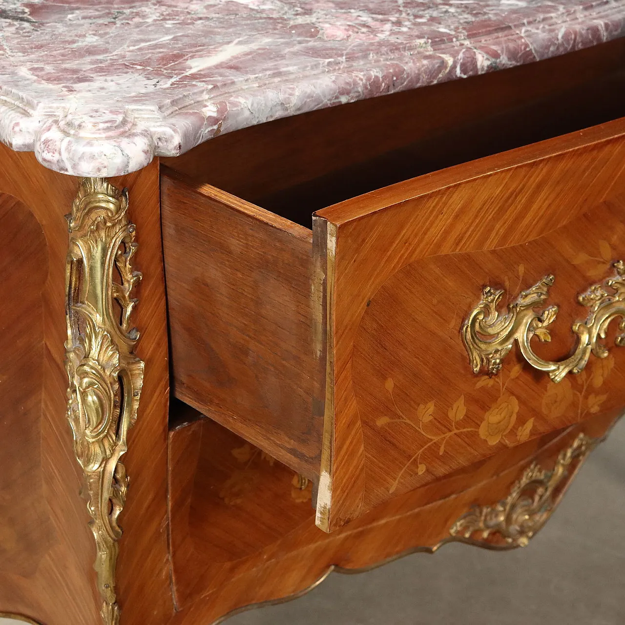 Cassettone Luigi XV in rovere e pioppo, fine '800 3