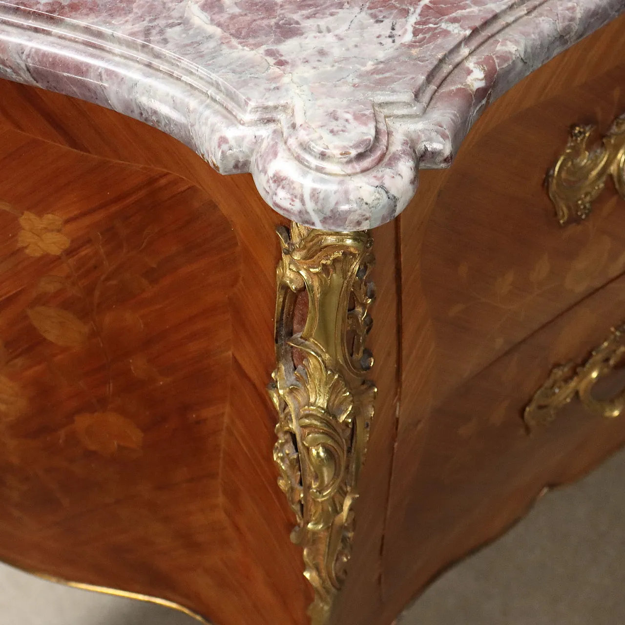 Cassettone Luigi XV in rovere e pioppo, fine '800 4