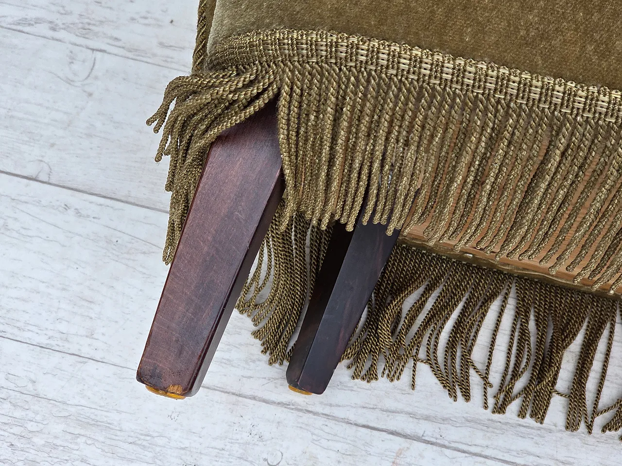 Danish highback armchair, light green furniture velour, 1970s 18