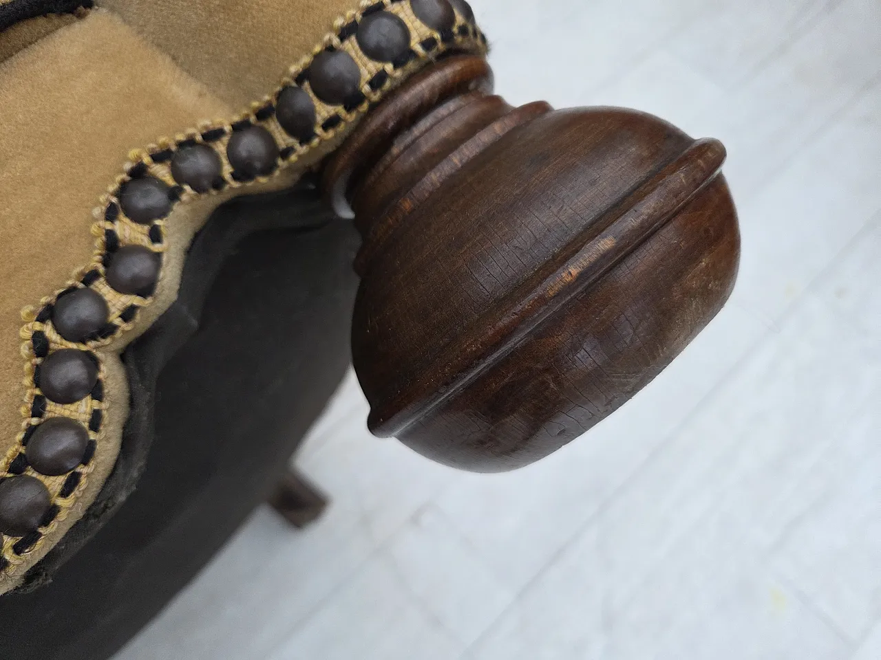 Danish relax chair velour with patina, oak wood, 1950s 20