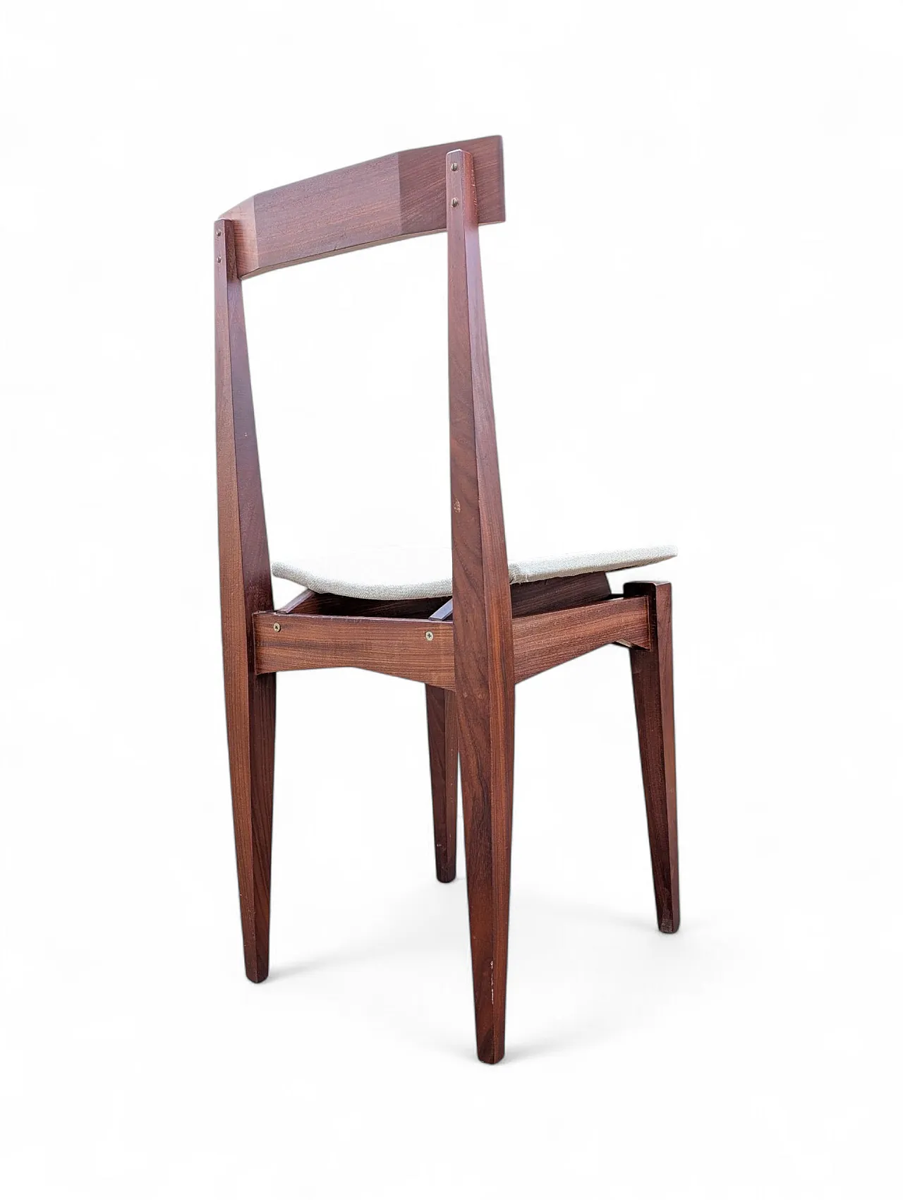 6 teak and white fabric chairs, 1950s 3