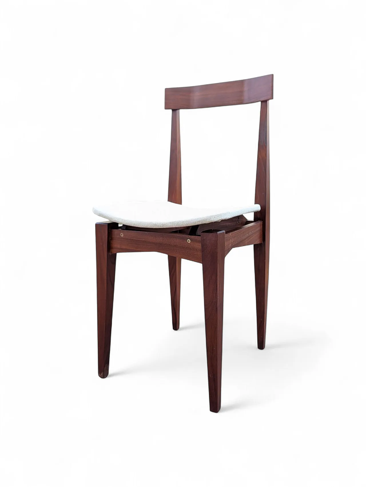 6 teak and white fabric chairs, 1950s 4