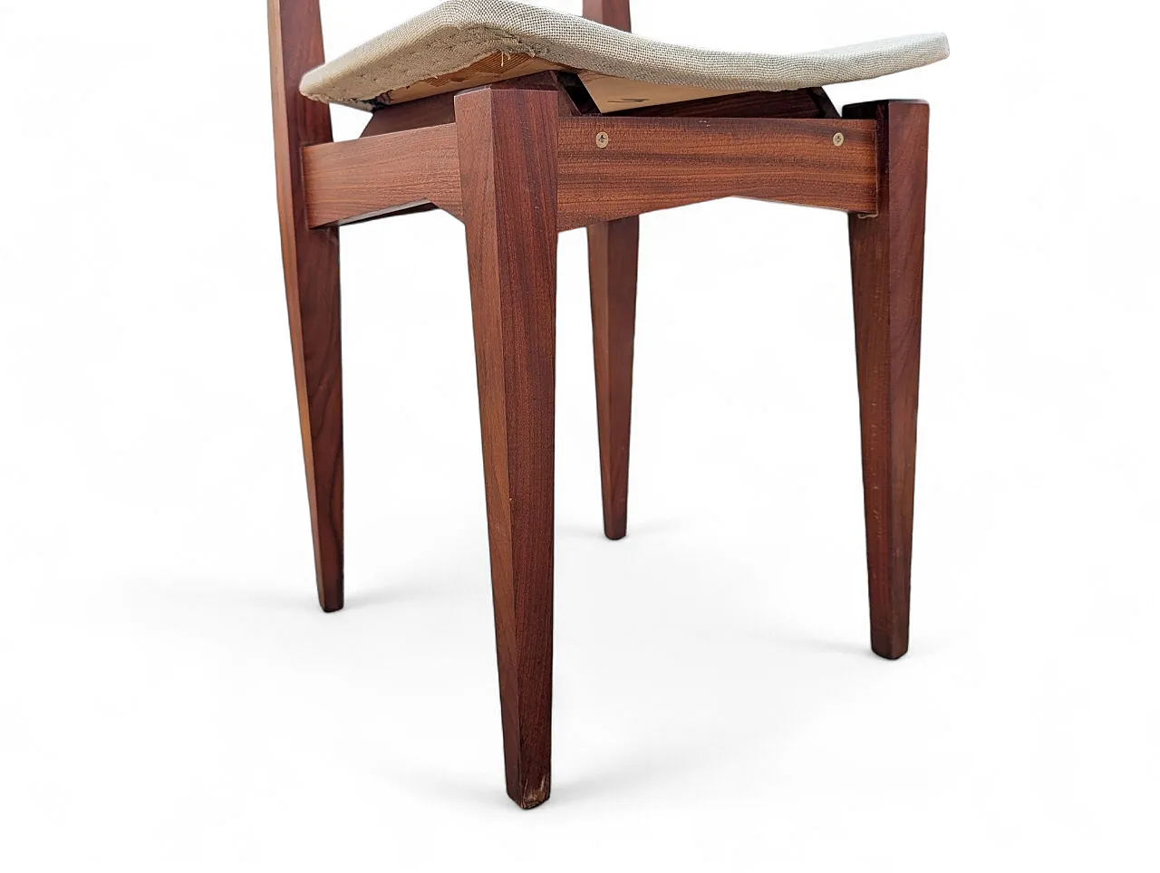 6 teak and white fabric chairs, 1950s 7