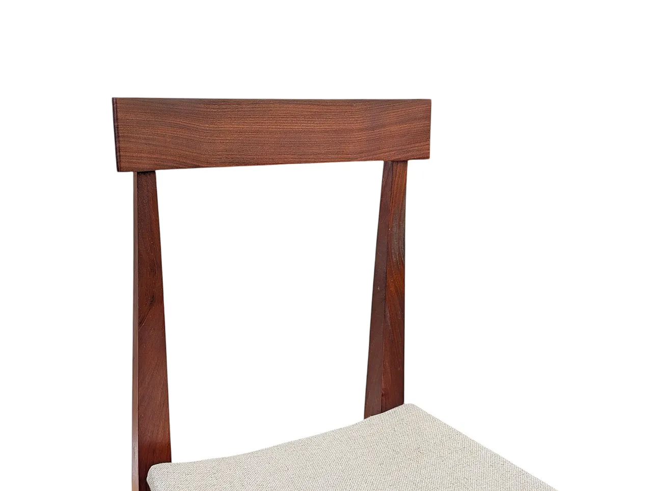 6 teak and white fabric chairs, 1950s 8