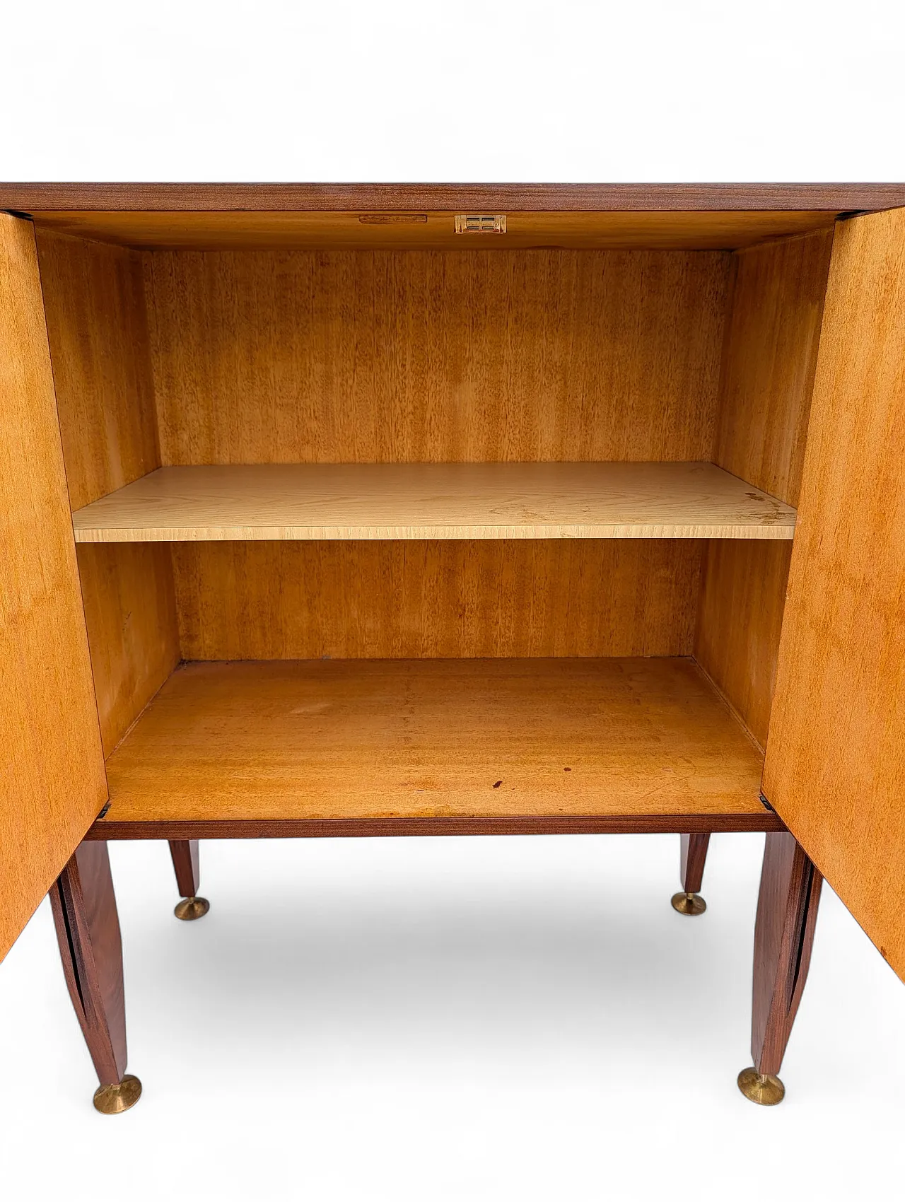Teak wood cabinet with 2 doors and 8 drawers, 1950s 2