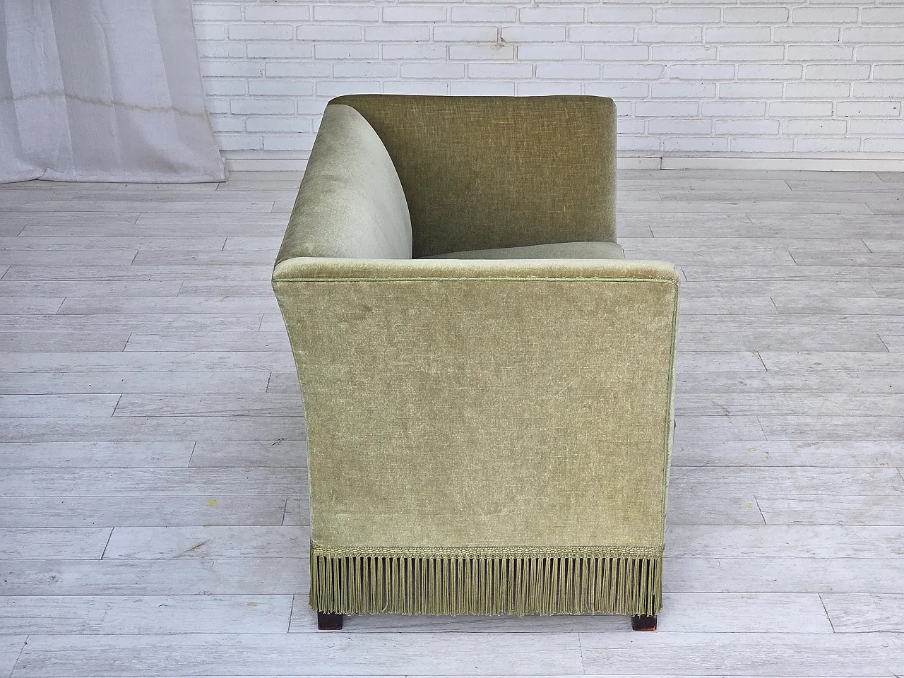 Danish 2-seater sofa, velour, beech wood legs, 1970s 6