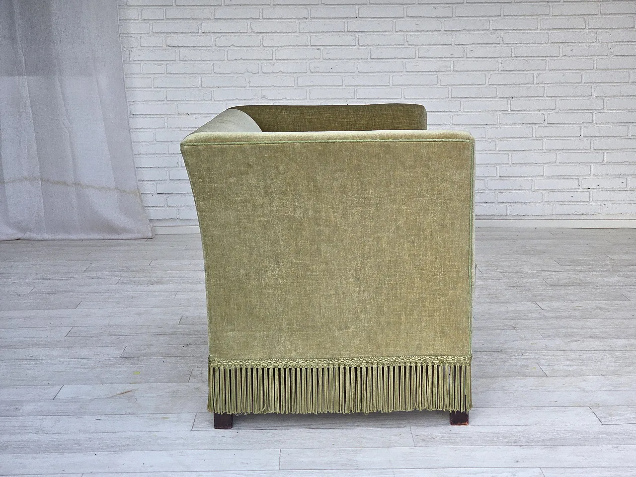 Danish 2-seater sofa, velour, beech wood legs, 1970s 7
