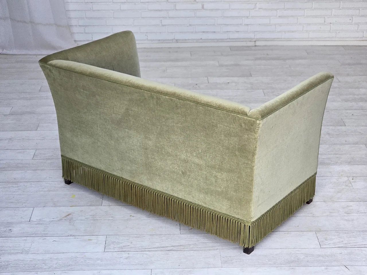 Danish 2-seater sofa, velour, beech wood legs, 1970s 8