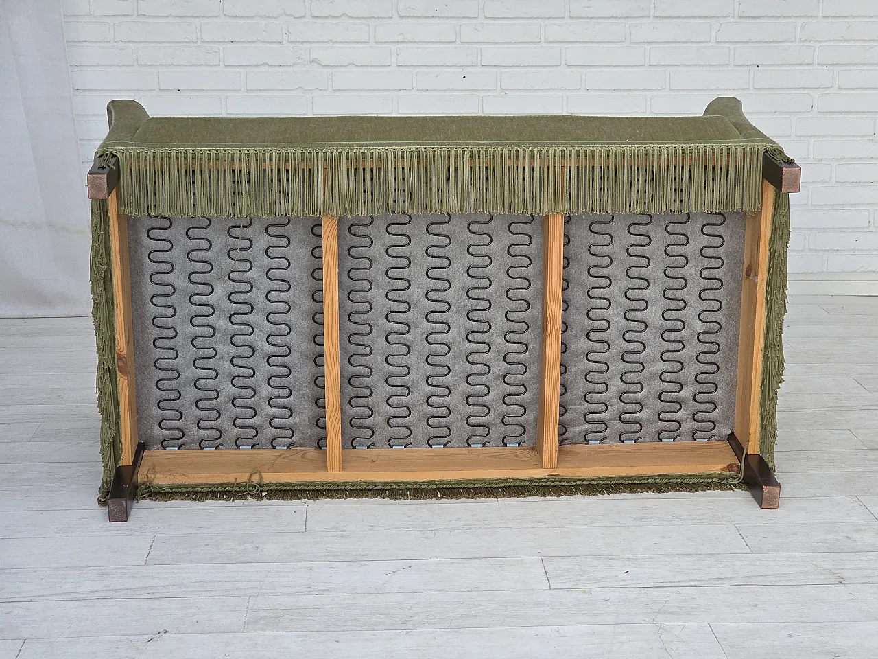 Danish 2-seater sofa, velour, beech wood legs, 1970s 10