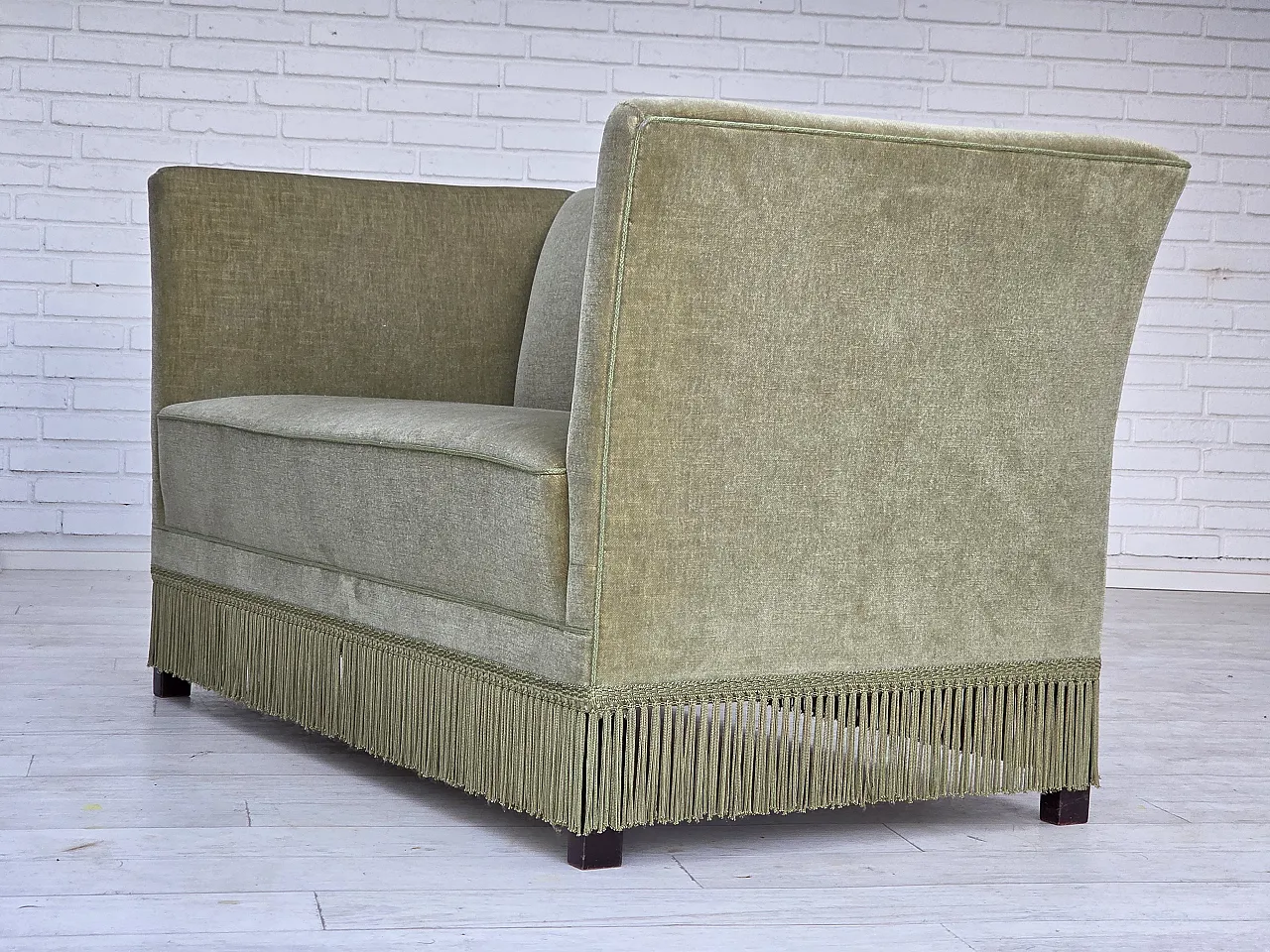 Danish 2-seater sofa, velour, beech wood legs, 1970s 11