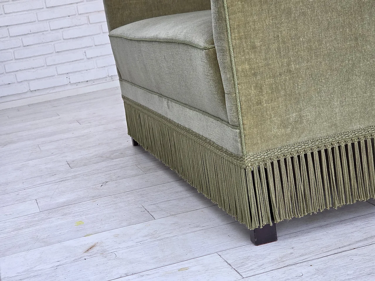 Danish 2-seater sofa, velour, beech wood legs, 1970s 12