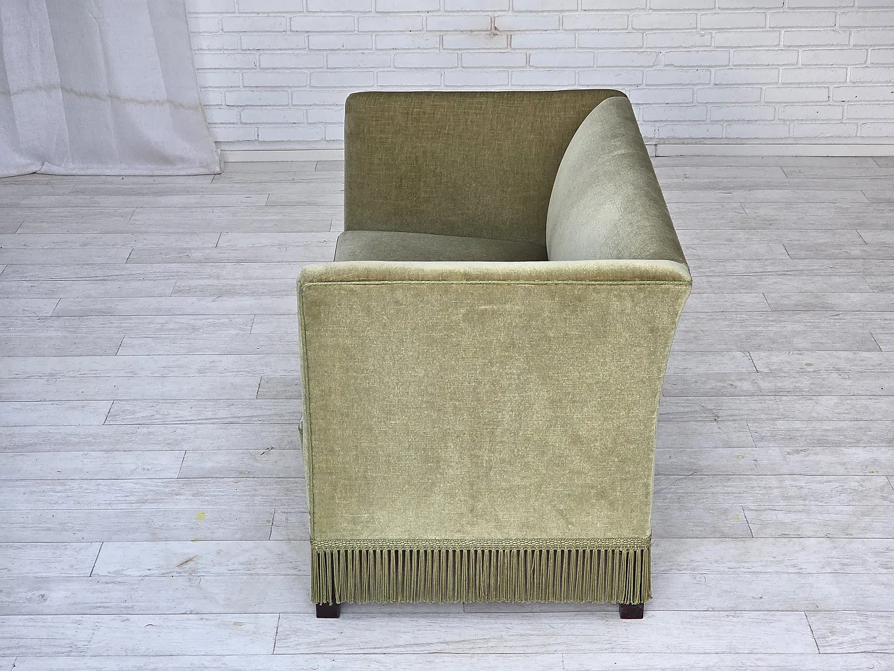 Danish 2-seater sofa, velour, beech wood legs, 1970s 13