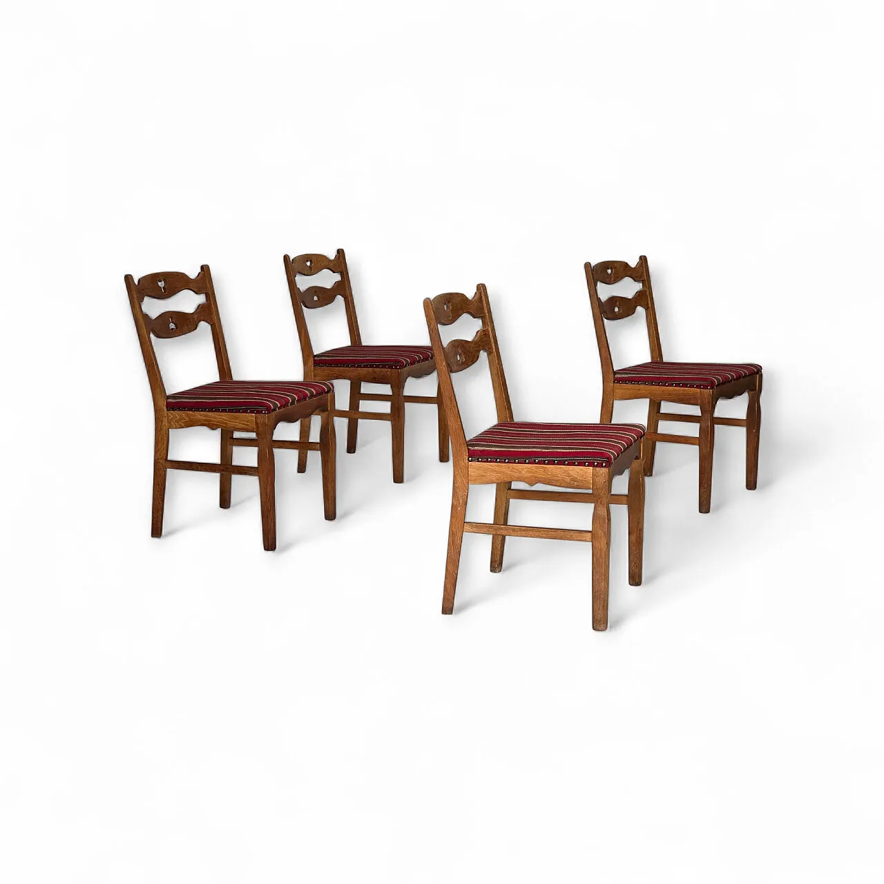 4 Danish dining chairs, wool, oak wood, 1960s 1