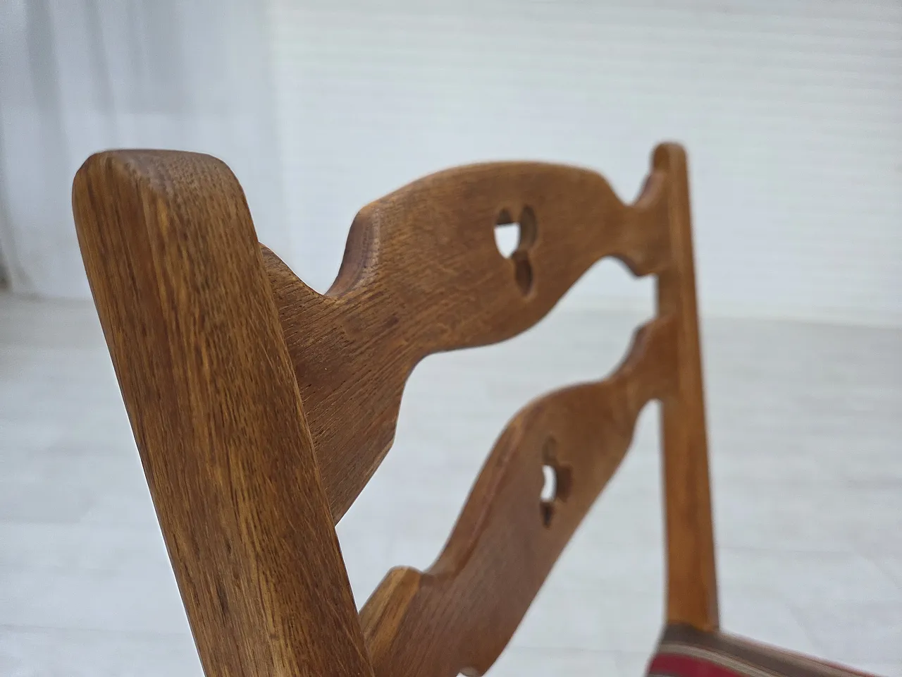 4 Danish dining chairs, wool, oak wood, 1960s 4