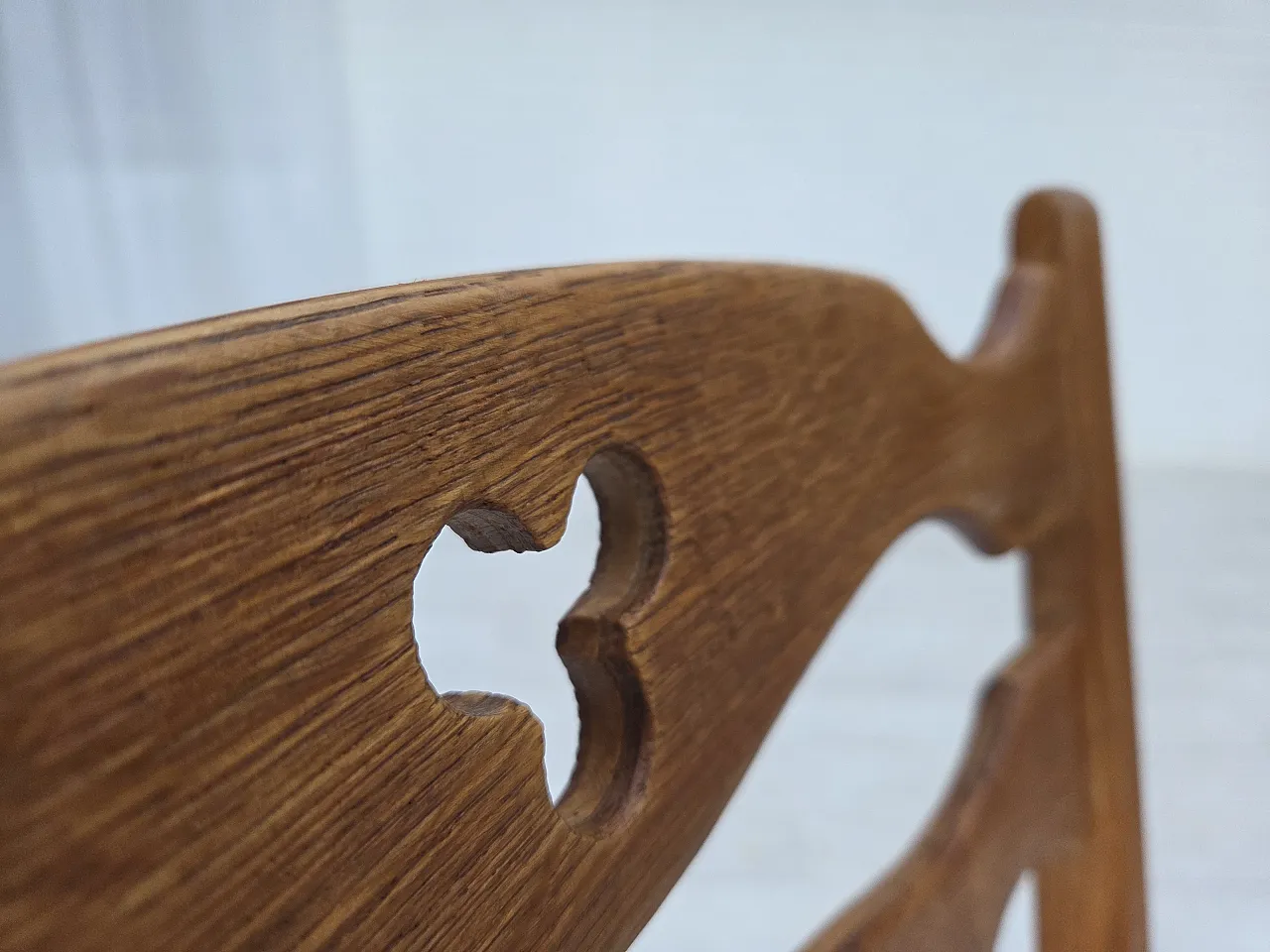 4 Danish dining chairs, wool, oak wood, 1960s 5