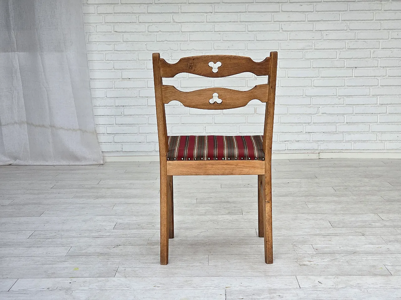 4 Danish dining chairs, wool, oak wood, 1960s 12
