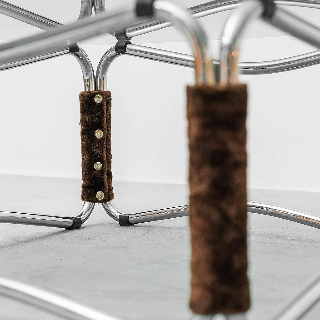 Coffee table in metal and smoked glass, 1970s 2