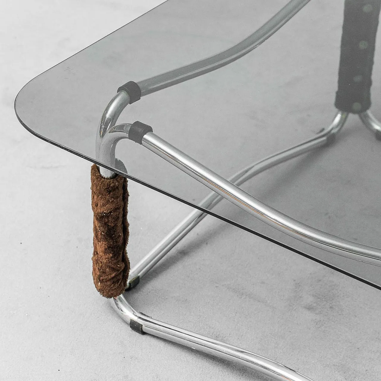 Coffee table in metal and smoked glass, 1970s 6
