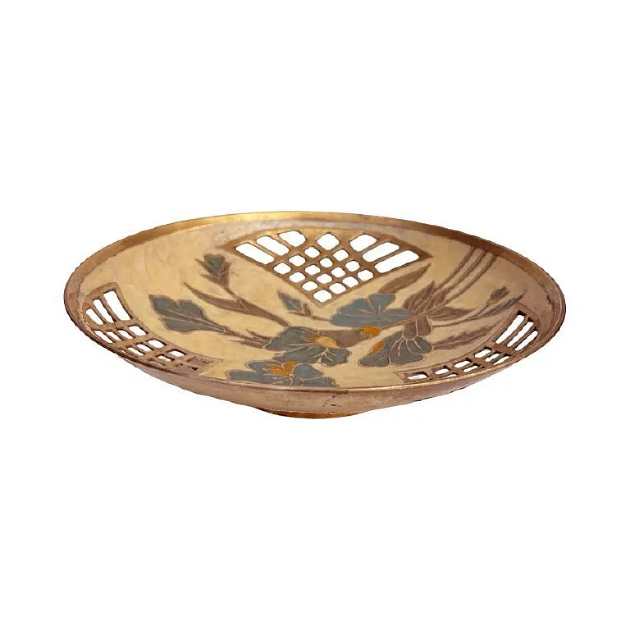 Hand-painted brass platter, 1960s 1