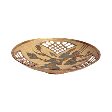 Hand-painted brass platter, 1960s
